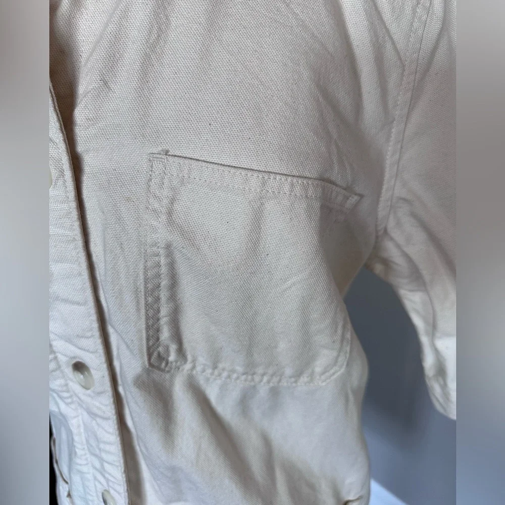 Everlane Shirt Dress Canvas Cargo Chore Patch Pocket Organic Cotton Ivory W's 14 - Picture 8 of 16
